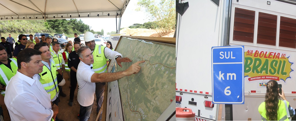 Prefeito Eduardo Pimentel acompanha visita do ministro dos Transportes às obras de duplicação do Contorno Norte
