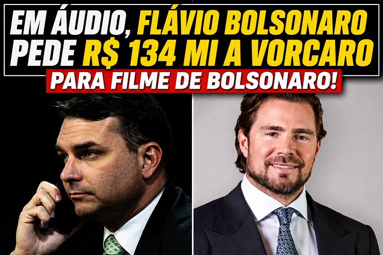 Em áudio, Flávio Bolsonaro pede R$ 134 mi a Vorcaro para filme de Bolsonaro, diz Intercept